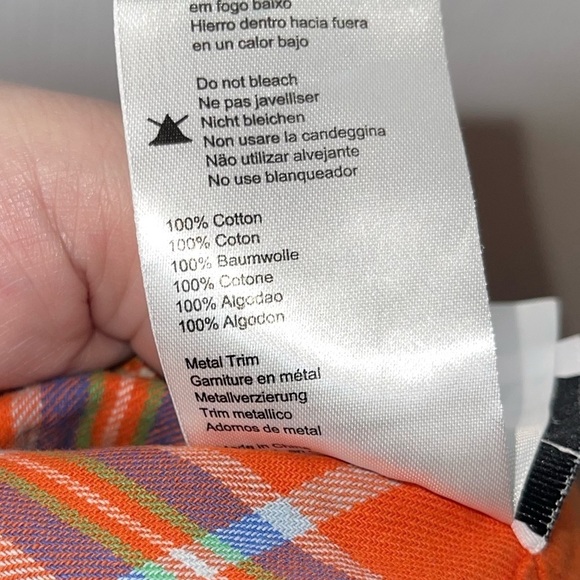 THE RAGGED PRIEST Orange Plaid Tartan Cotton Mini Skirt Chain Detail Size Small - Picture 5 of 7